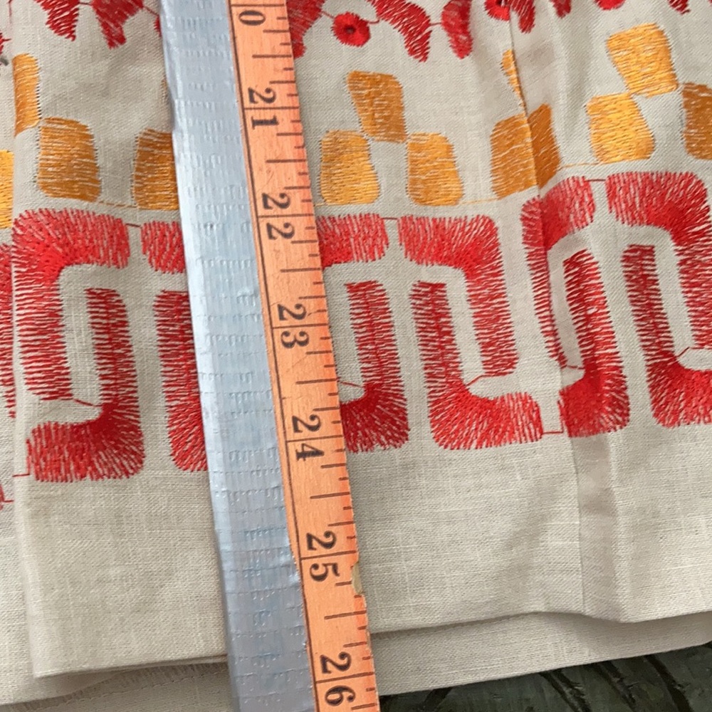 NWT Nygard Tan + Red & Orange Embroidered Design Midi Skirt Size 16 - Picture 9 of 12